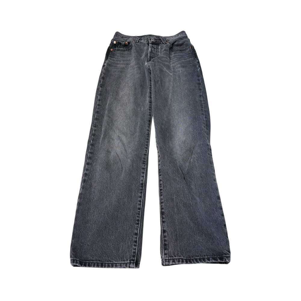 Levis Premium Big E 501 90s Jeans Womens W24 L28 Washed Black Straight Leg Denim